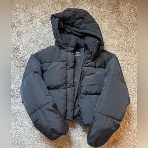 Zara Black Cropped Puffer Jacket